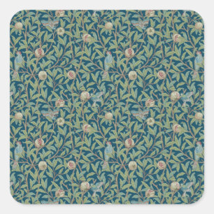 William Morris "Vogel und Granatapfel"  Quadratischer Aufkleber