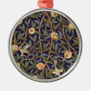 William Morris Vogel und Granatapfel Silbernes Ornament