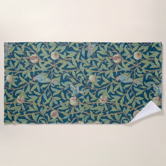 William Morris "Vogel und Granatapfel" Strandtuch (Vorderseite)