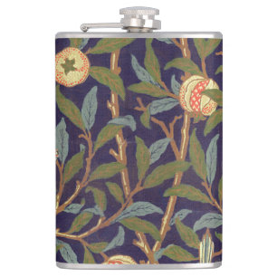 William Morris Vogel und Granatapfel Vintage-Blume Flachmann