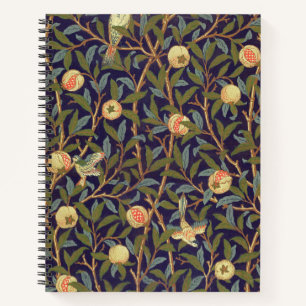 William Morris Vogel und Granatapfel Vintage-Blume Notizbuch