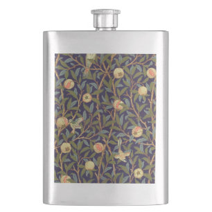 William Morris Vogel und Granatapfel Vintage-Kunst Flachmann