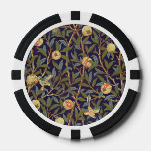 William Morris Vogel und Granatapfel Vintage-Kunst Pokerchips