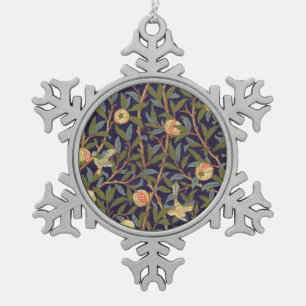 William Morris Vogel und Granatapfel Vintage-Kunst Schneeflocken Zinn-Ornament
