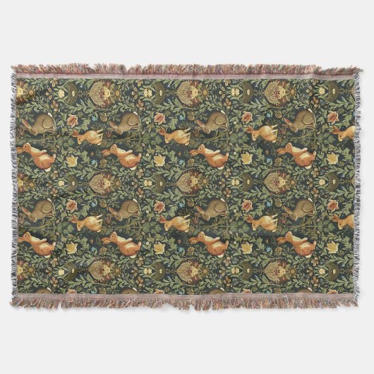 William Morris Wald Blumen Hasen Weihnachten Decke (Vorderseite)