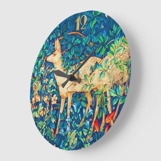 William Morris Wald Hirsche Tapisserie Print Große Wanduhr (Winkel)