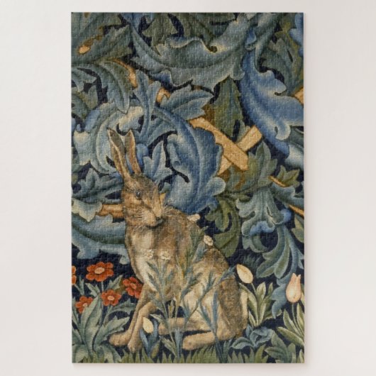 William Morris Wald Rabbit Floral Art Nouveau Puzzle (Vertikal)