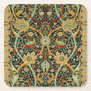 William Morris Wald-Tapetenmuster: Vintage Rechteckiger Pappuntersetzer