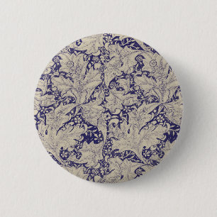 William Morris Wallflower Blue Damask Button