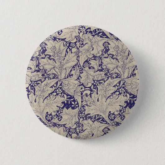 William Morris Wallflower Blue Damask Button (Vorderseite)