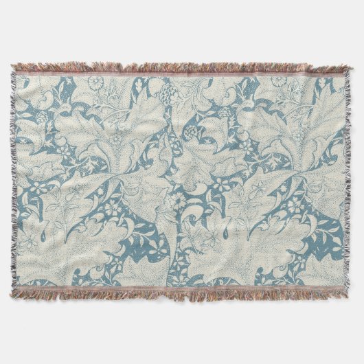 William Morris Wallflower Blue Damask Decke (Vorderseite)