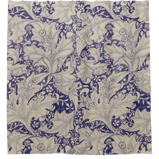 William Morris Wallflower Blue Damask Duschvorhang (Vorderseite)