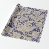 William Morris Wallflower Blue Damask Geschenkpapier (Ungerollt)