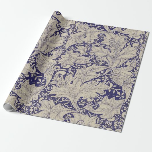 William Morris Wallflower Blue Damask Geschenkpapier (Ungerollt)