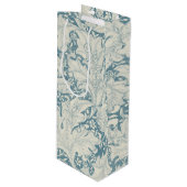William Morris Wallflower Blue Damask Geschenktüte Für Weinflaschen (Vorderseite Schrägansicht)