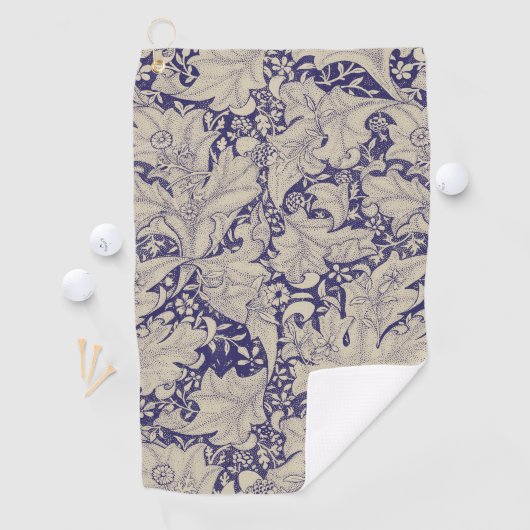 William Morris Wallflower Blue Damask Golfhandtuch (Insitu)