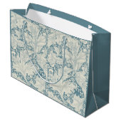 William Morris Wallflower Blue Damask Große Geschenktüte (Rückseite Schrägansicht)