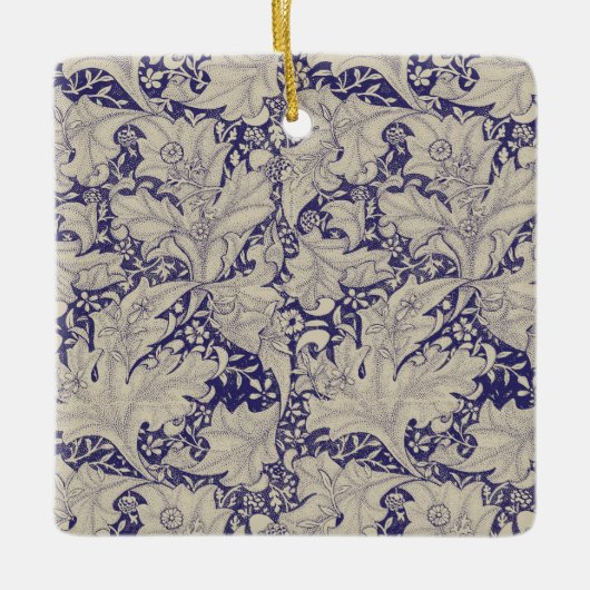 William Morris Wallflower Blue Damask Keramikornament (Vorderseite)