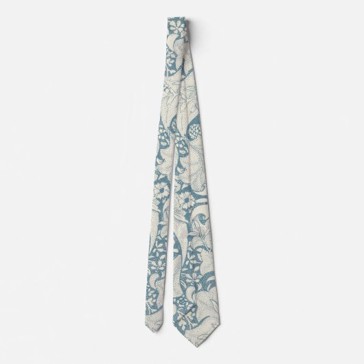 William Morris Wallflower Blue Damask Krawatte (Rückseite)