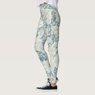 William Morris Wallflower Blue Damask Leggings