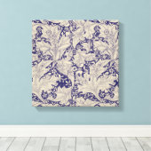 William Morris Wallflower Blue Damask Leinwanddruck (Insitu (Holzboden))