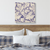 William Morris Wallflower Blue Damask Leinwanddruck (Insitu (Schlafzimmer))