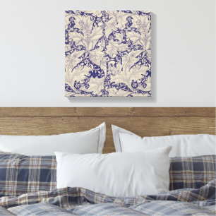 William Morris Wallflower Blue Damask Leinwanddruck