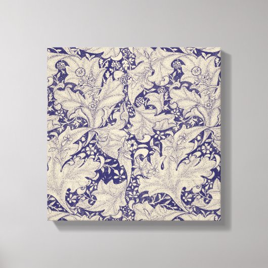 William Morris Wallflower Blue Damask Leinwanddruck (Vorderseite)