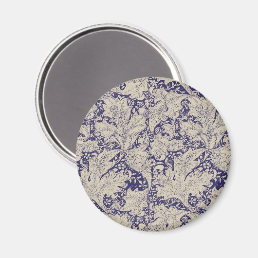 William Morris Wallflower Blue Damask Magnet (Vorderseite/Rückseite)