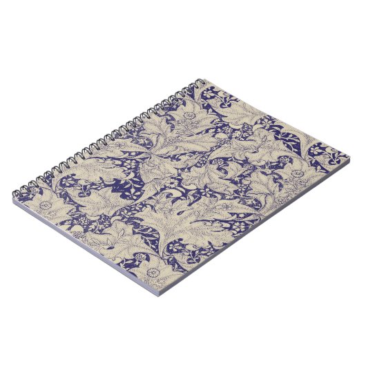 William Morris Wallflower Blue Damask Notizblock (Linke Seite)