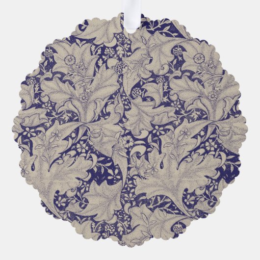 William Morris Wallflower Blue Damask Ornament Karte (Rückseite)