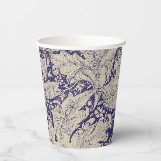 William Morris Wallflower Blue Damask Pappbecher (Rückseite)
