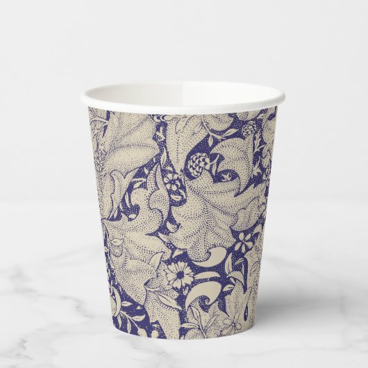 William Morris Wallflower Blue Damask Pappbecher (Links)