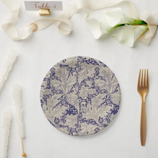 William Morris Wallflower Blue Damask Pappteller (Hochzeit)