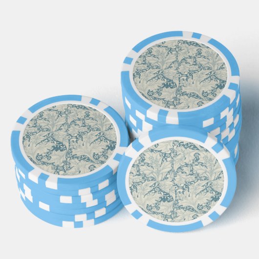 William Morris Wallflower Blue Damask Pokerchips (Stapel)