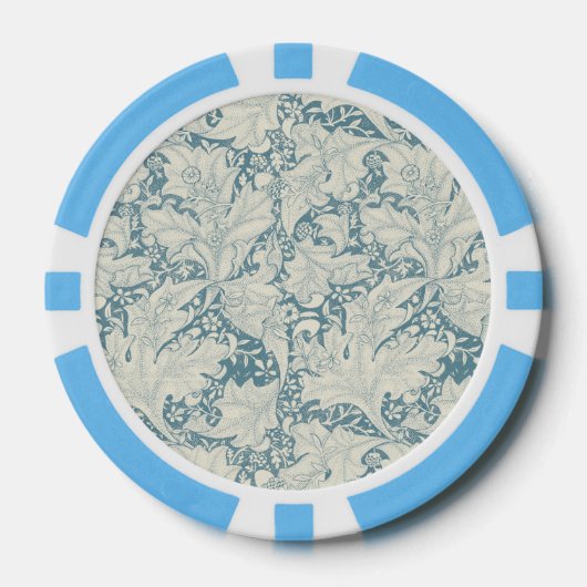 William Morris Wallflower Blue Damask Pokerchips (Vorderseite)