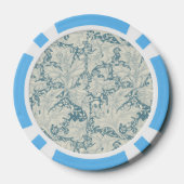 William Morris Wallflower Blue Damask Pokerchips (Rückseite)