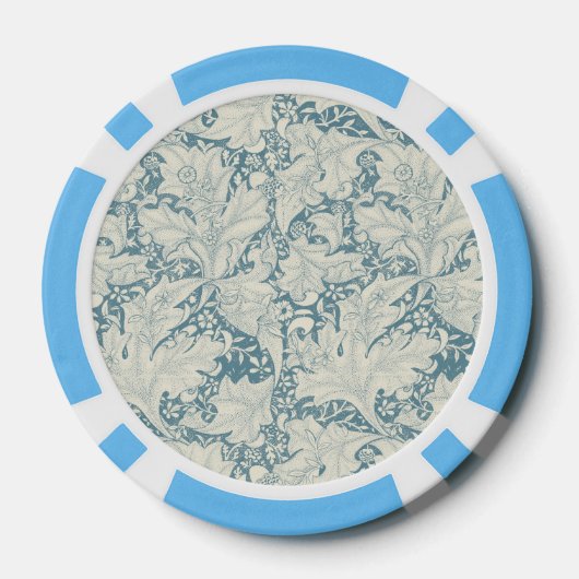 William Morris Wallflower Blue Damask Pokerchips (Rückseite)