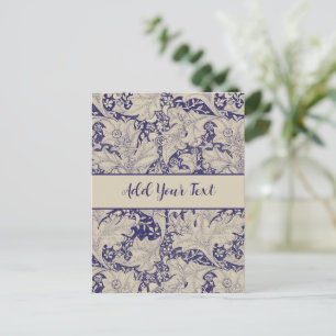 William Morris Wallflower Blue Damask Postkarte