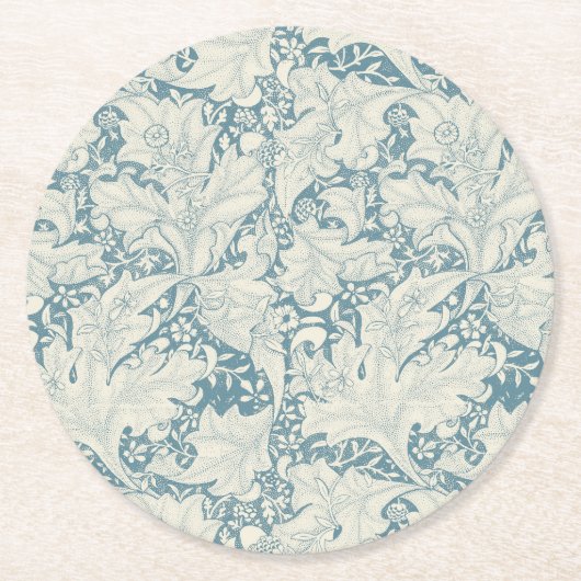 William Morris Wallflower Blue Damask Runder Pappuntersetzer (Vorderseite)