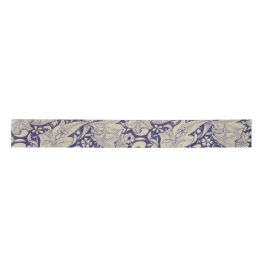William Morris Wallflower Blue Damask Satinband (Vorderseite)