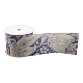 William Morris Wallflower Blue Damask Satinband (Spule)