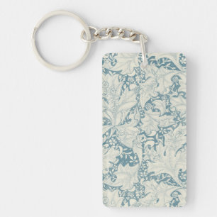 William Morris Wallflower Blue Damask Schlüsselanhänger