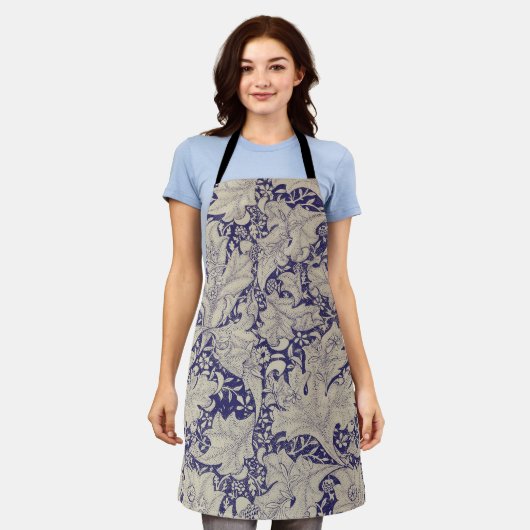 William Morris Wallflower Blue Damask Schürze (Getragen)