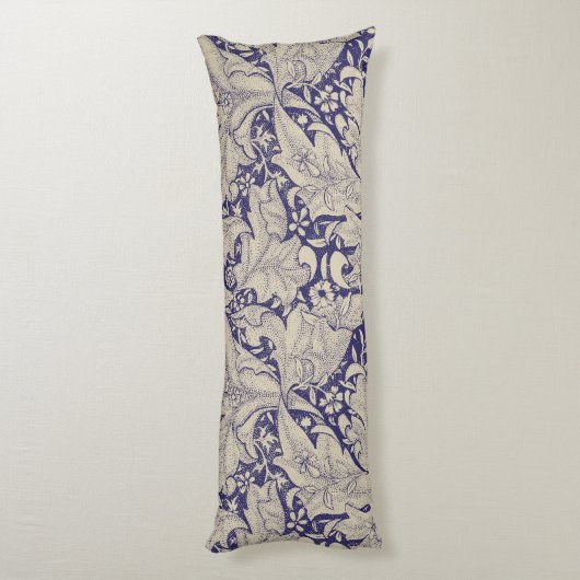 William Morris Wallflower Blue Damask Seitenschläferkissen (Rückseite (Vertikal))