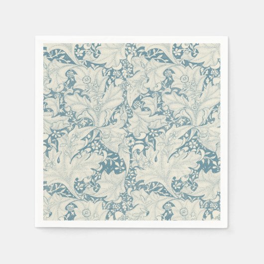 William Morris Wallflower Blue Damask Serviette (Vorderseite)