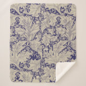William Morris Wallflower Blue Damask Sherpadecke (Vorderseite)