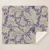 William Morris Wallflower Blue Damask Sherpadecke (Vorderseite (Horizontal))