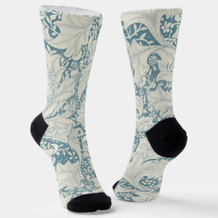 William Morris Wallflower Blue Damask Socken