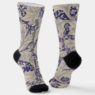 William Morris Wallflower Blue Damask Socken